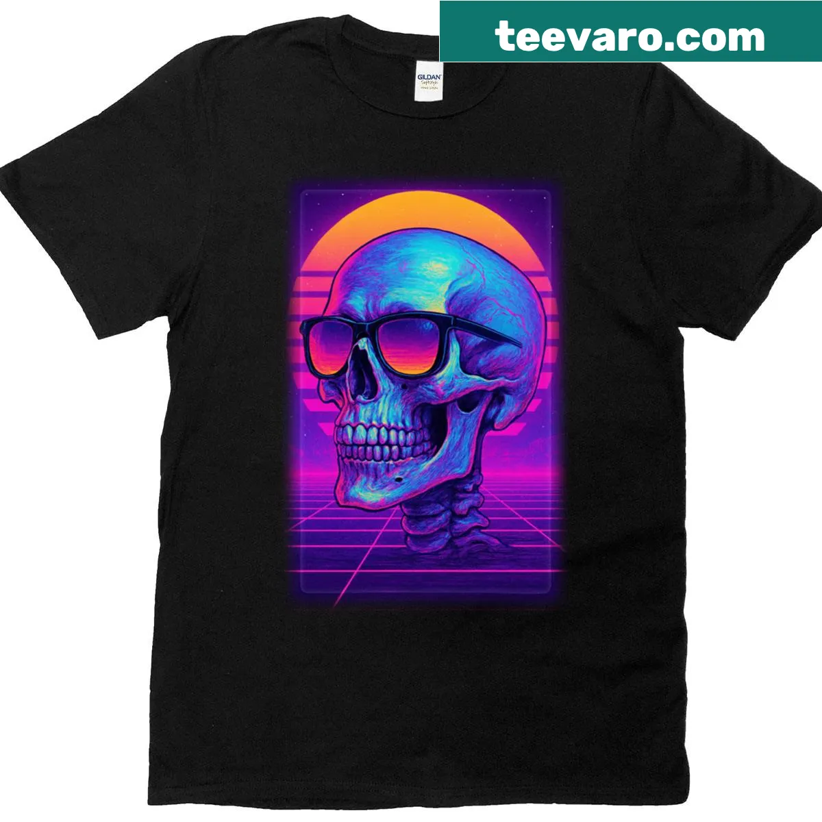 Skull graphic with vapor trails on a T-shirt — on a men's t-shirt