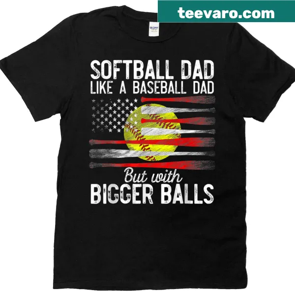 Softball dad t-shirt with U.S. flag and playful graphic