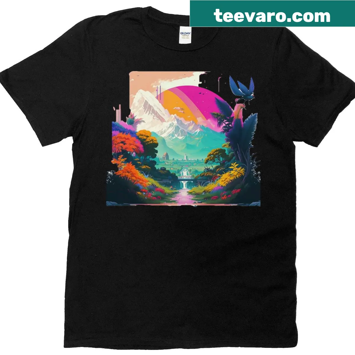 Retro-style T-shirt featuring a nature-inspired graphic — on a men's t-shirt