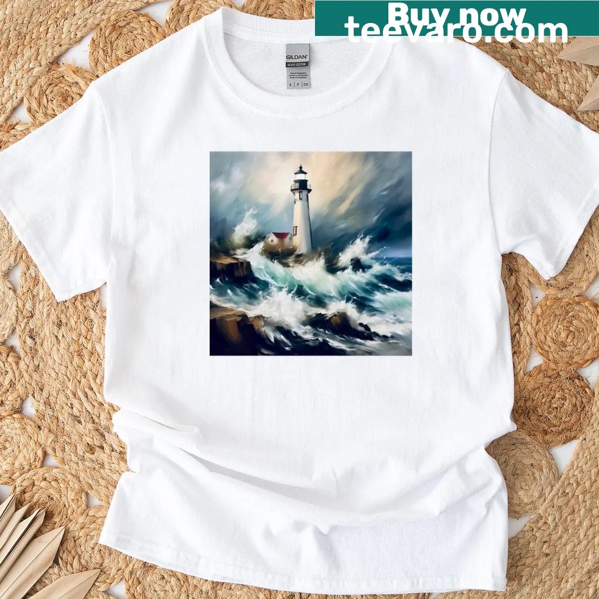 Illustration of a storm on a bold T-shirt — on a men's t-shirt