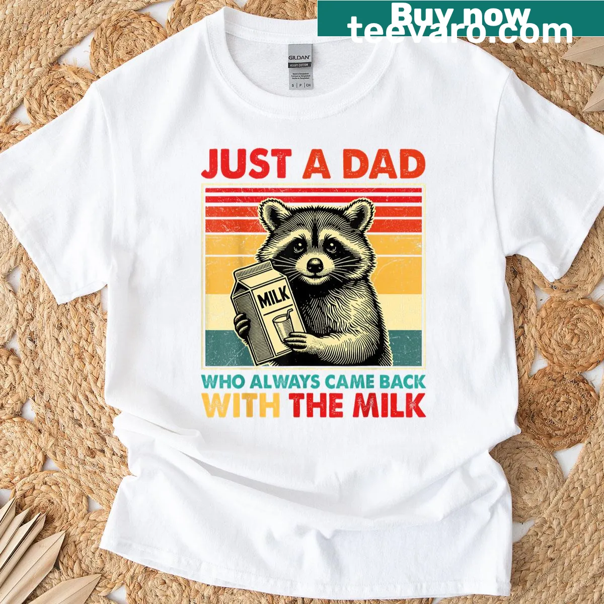 Heartwarming T-shirt for dads with the phrase 'With The Milk' in engaging typography — on a men's t-shirt