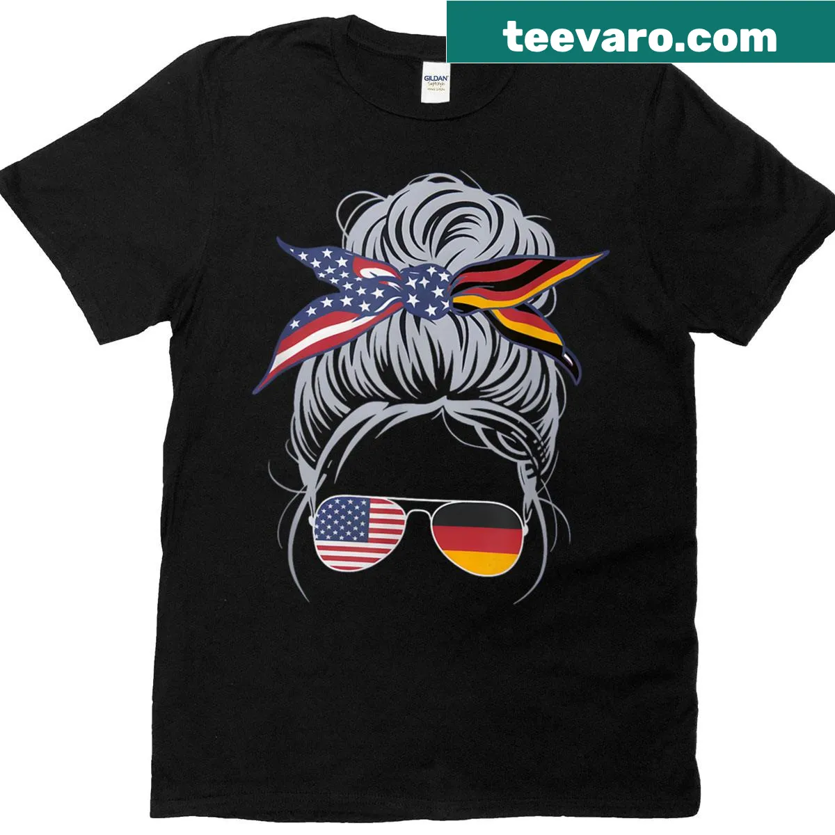 T-shirt with German and American flags for Fourth of July — on a men's t-shirt