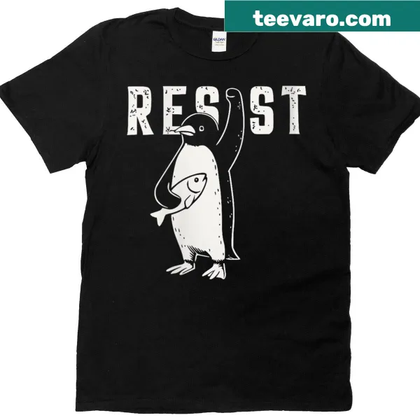Vintage-style T-shirt featuring cute penguins advocating for conservation