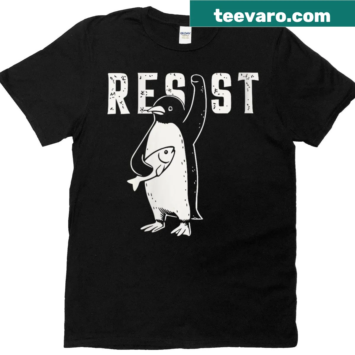 Vintage-style T-shirt featuring cute penguins advocating for conservation — on a men's t-shirt