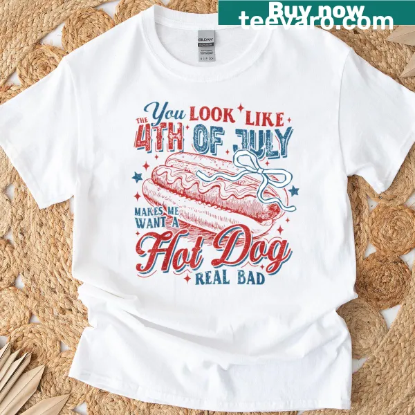 Funny 4th Of July themed T-shirt with hot dog quote
