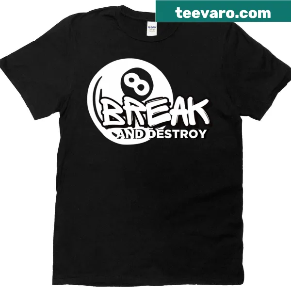 Graphic T-shirt featuring a broken 8 ball design.