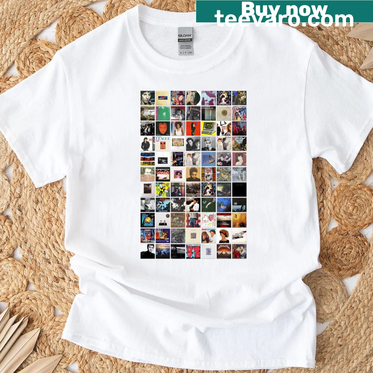 Vintage album cover art tee from the 1980s — on a men's t-shirt
