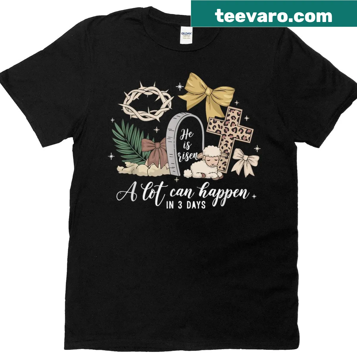 Illustrative T-shirt celebrating Easter's message of hope and renewal — on a men's t-shirt