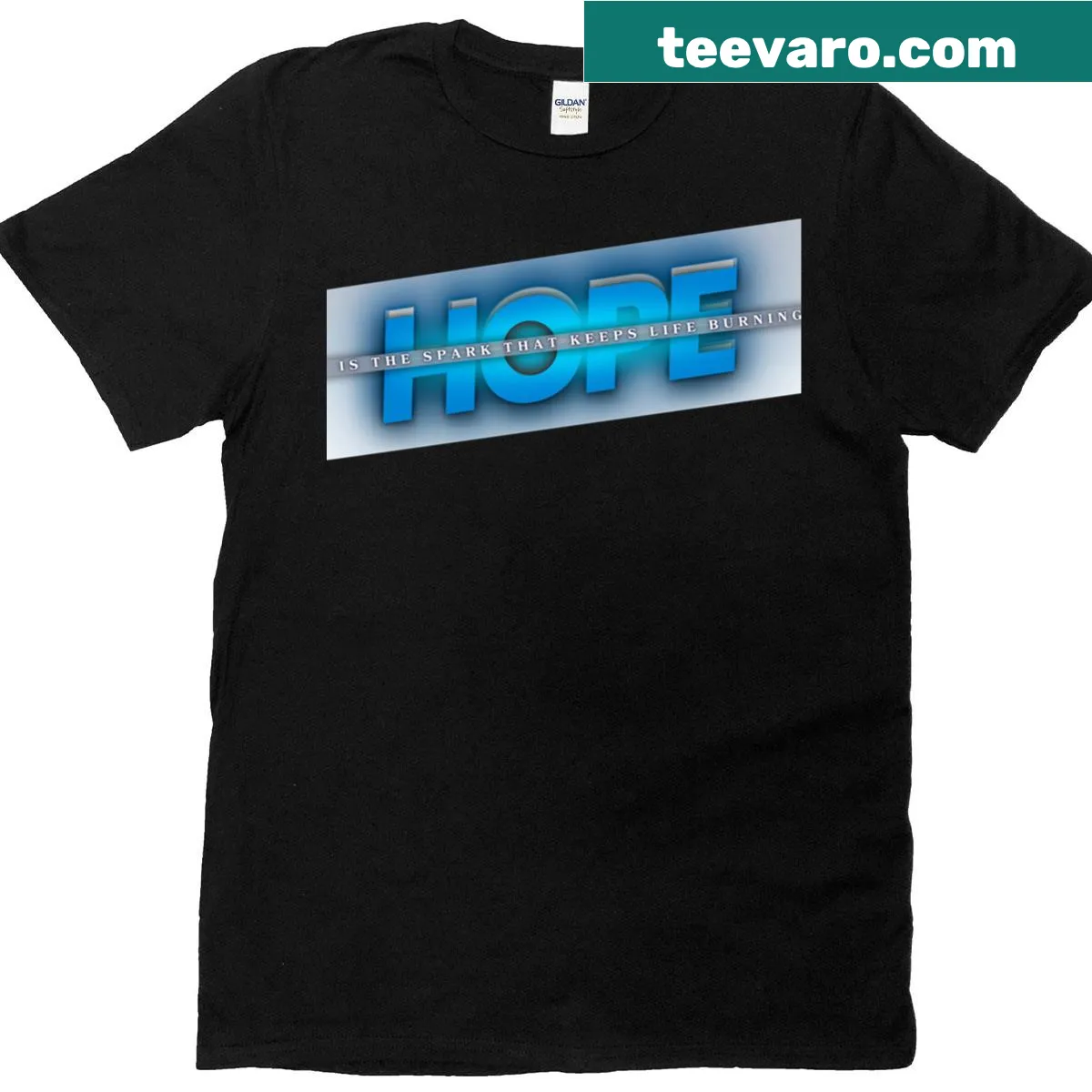 Whimsical t-shirt design featuring a spark in darkness, symbolizing hope. — on a men's t-shirt