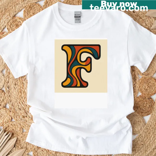 Abstract psychedelic letter F T-shirt designed for personalization