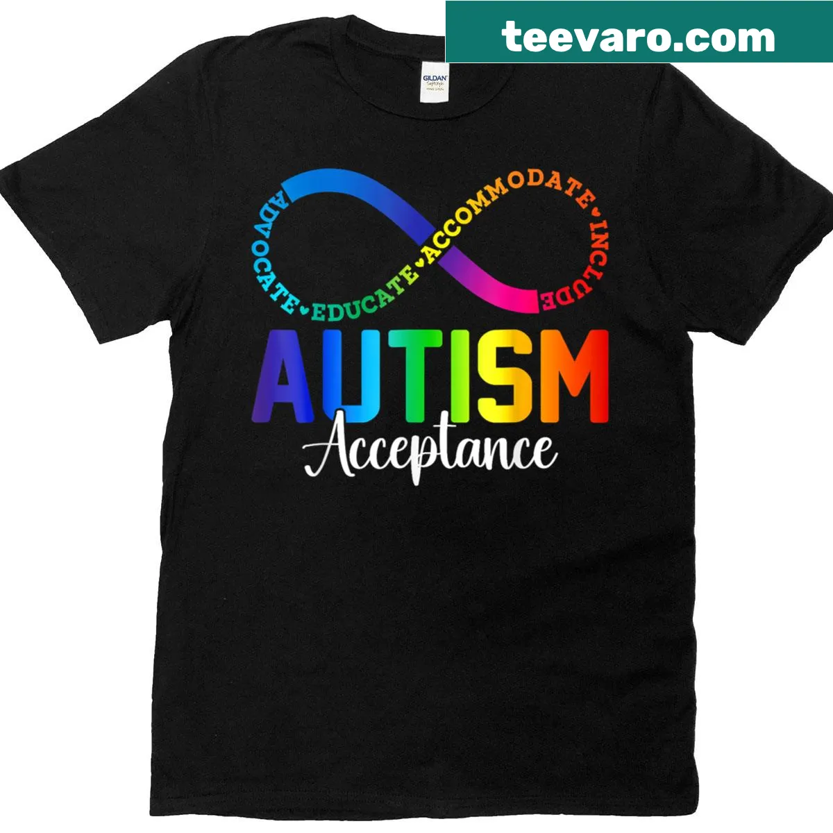 Infinity symbol design for autism awareness on a T-shirt — on a men's t-shirt