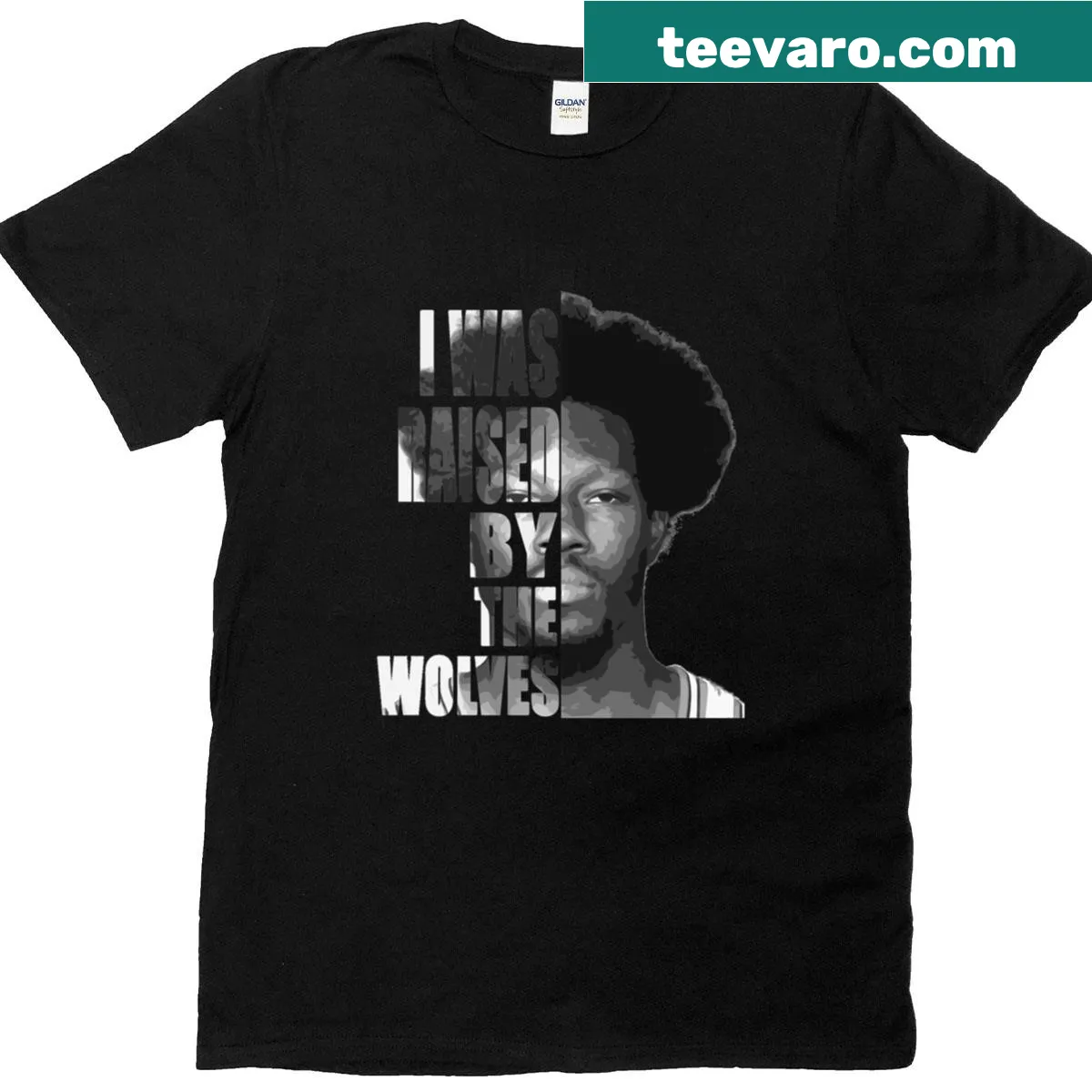 T-shirt featuring wolves and 'Raised By The Wolves' text in tribute to Ben Wallace — on a men's t-shirt
