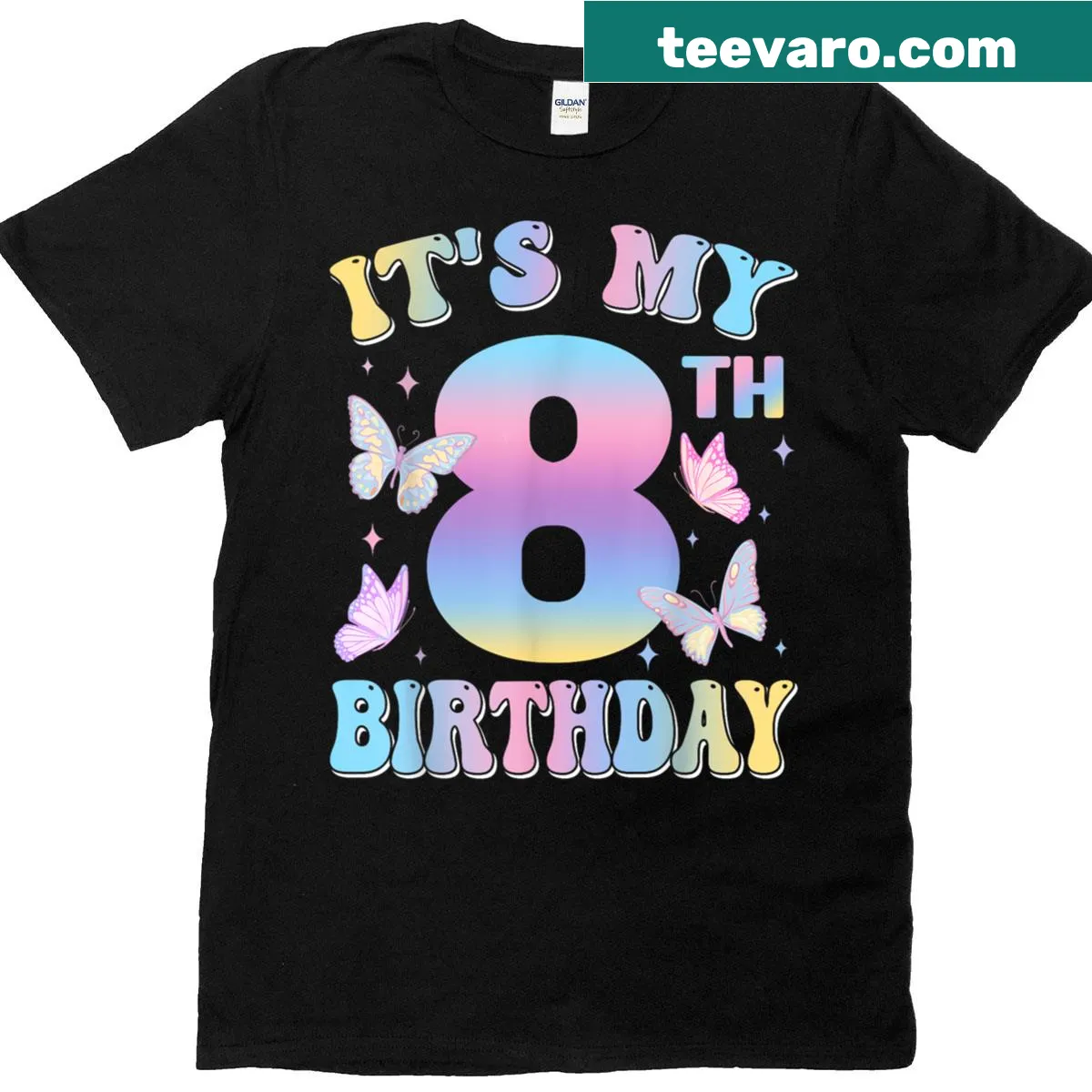Butterfly design T-shirt for 8th birthday girls — on a men's t-shirt