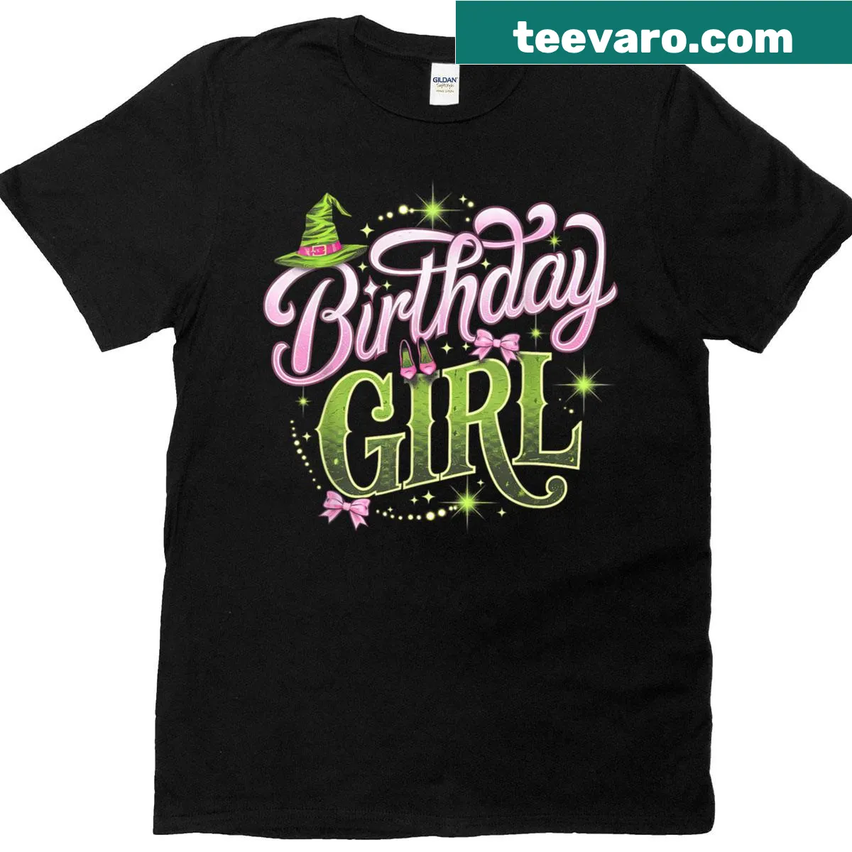 Whimsical birthday witch design on a t-shirt — on a men's t-shirt