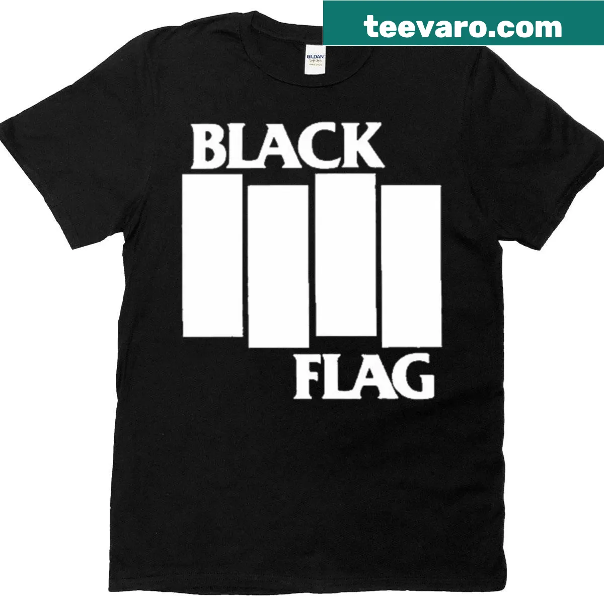 Black Flag band logo T-shirt in vintage style — on a men's t-shirt