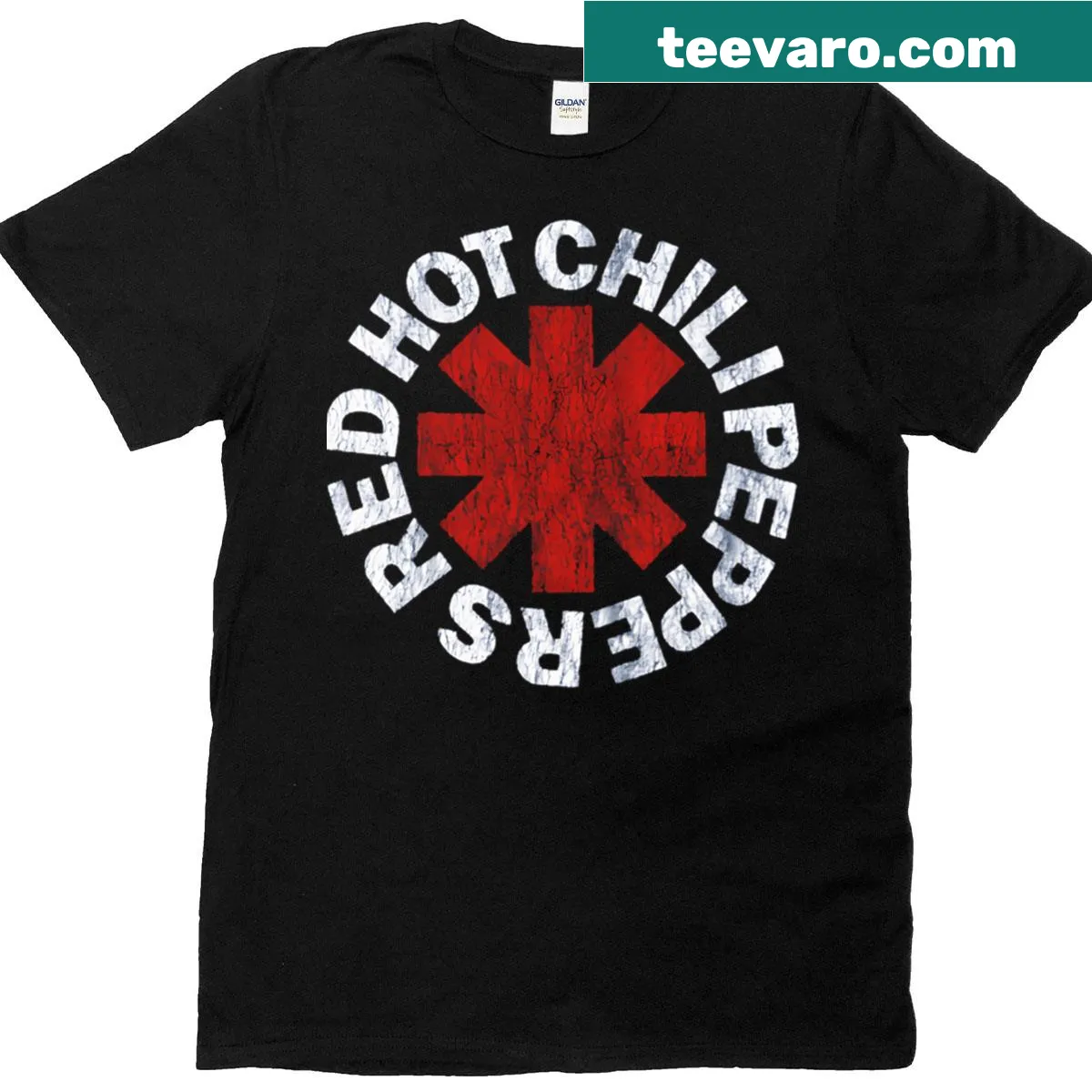 Graphic t-shirt featuring the Black Hot Peppers band logo, energetic design — on a men's t-shirt