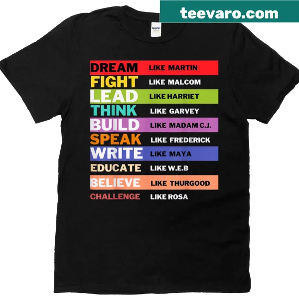 T-shirt featuring the phrase 'Black Lives Matter' highlighting Black history