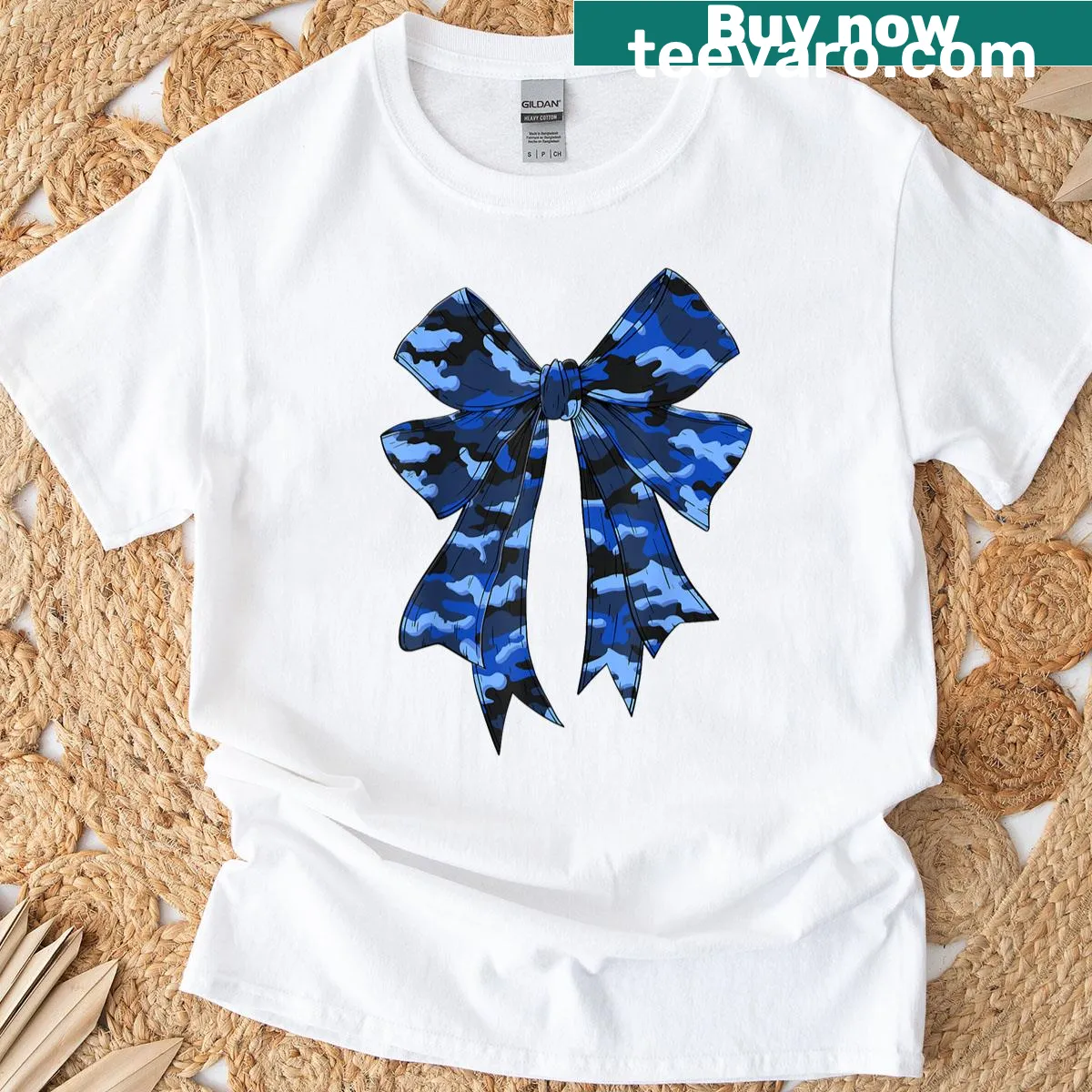 Camo-themed T-shirt for women with bow hunting design — on a men's t-shirt