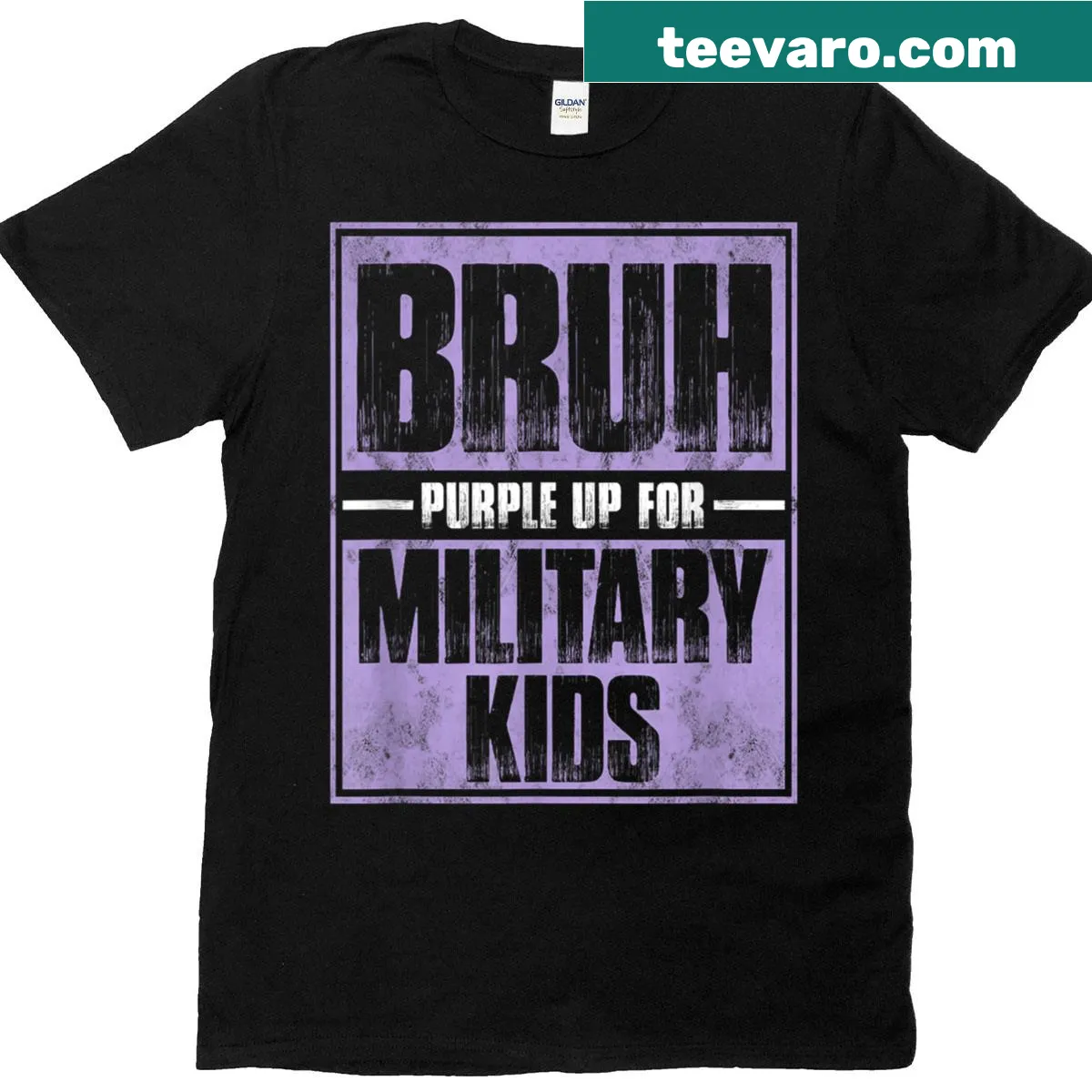 Illustration promoting 'Purple Up' for Military Kids Month — on a men's t-shirt