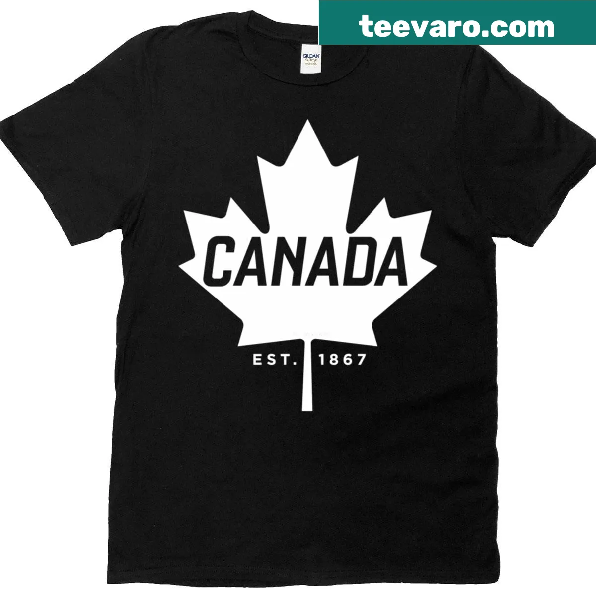 Maple leaf t-shirt celebrating Canada's establishment in 1867 — on a men's t-shirt