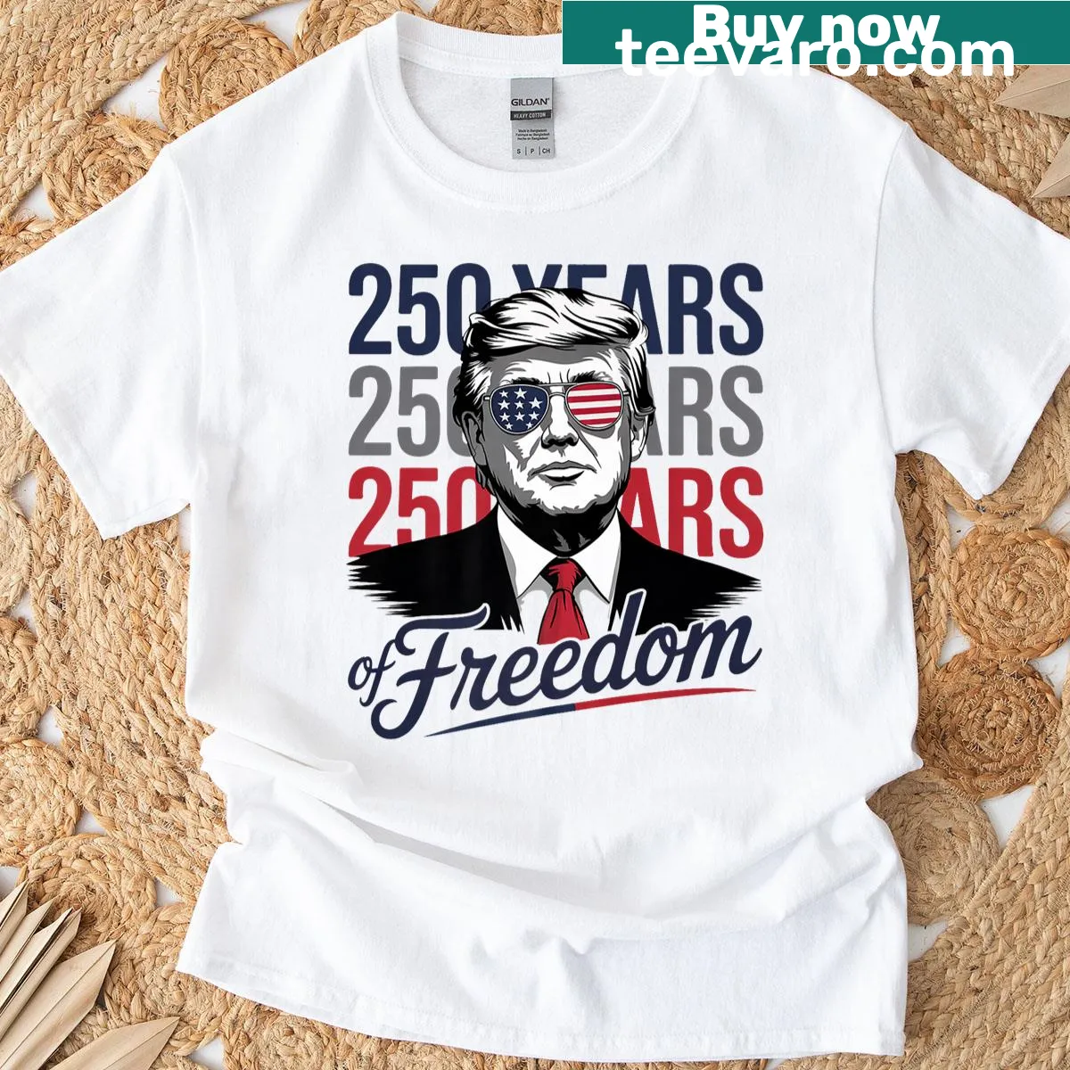 Funny T-shirt with typography celebrating 250 years of freedom — on a men's t-shirt