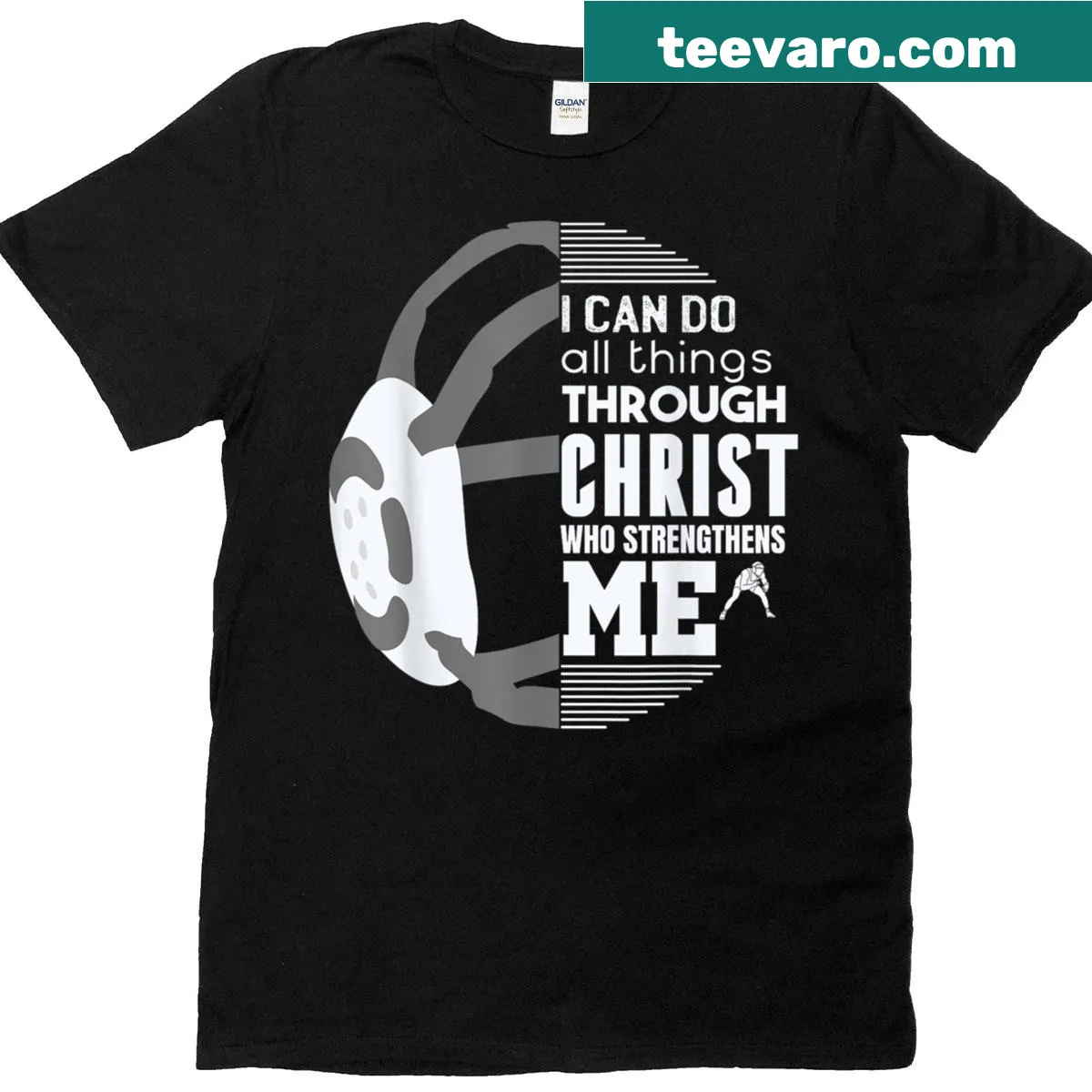 Motivational Christian Wrestling T-shirt with bold lettering — on a men's t-shirt