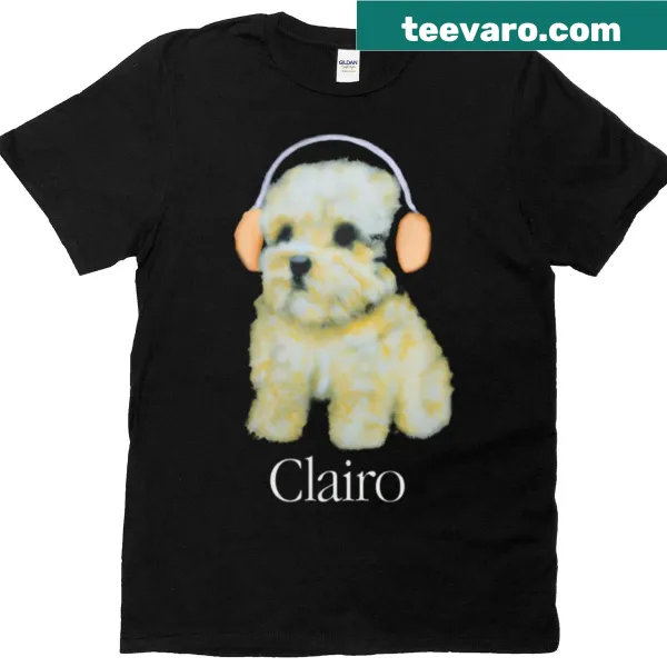 T-shirt featuring Clairo and a cartoon dog design
