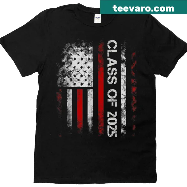 Class of 2025 graduation t-shirt with American flag design