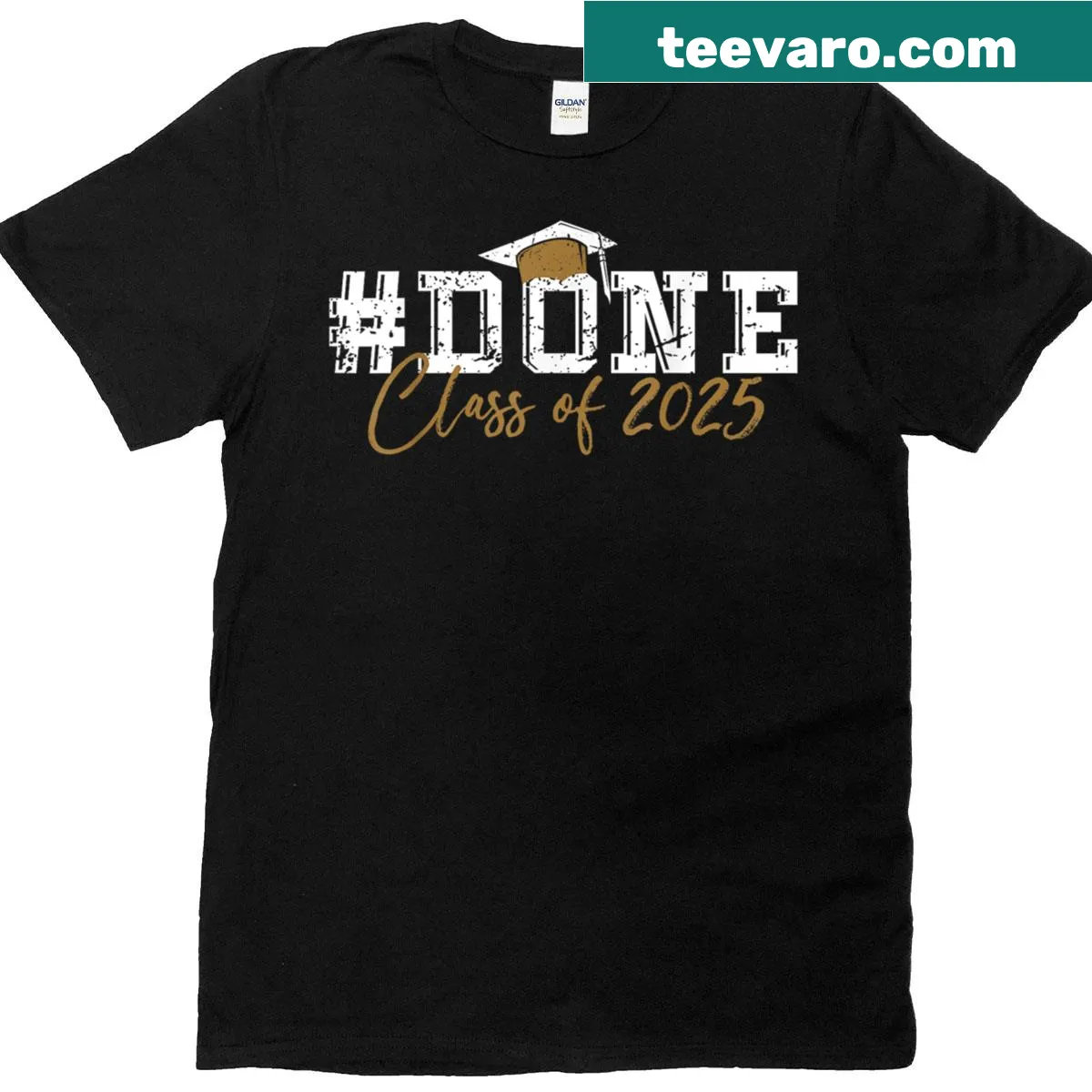T-shirt celebrating Class of 2025 graduation with bold lettering — on a men's t-shirt