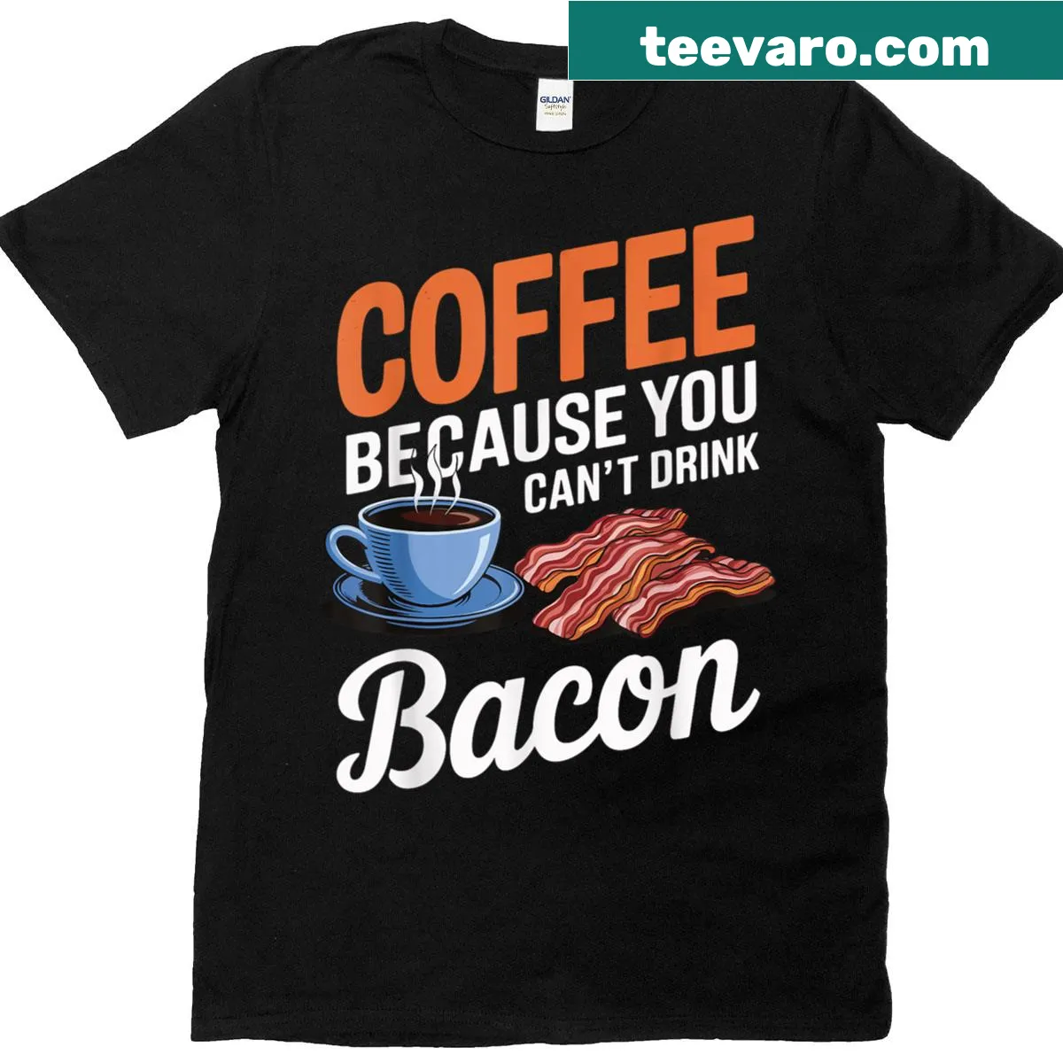 Funny coffee-themed T-shirt with humorous slogan — on a men's t-shirt