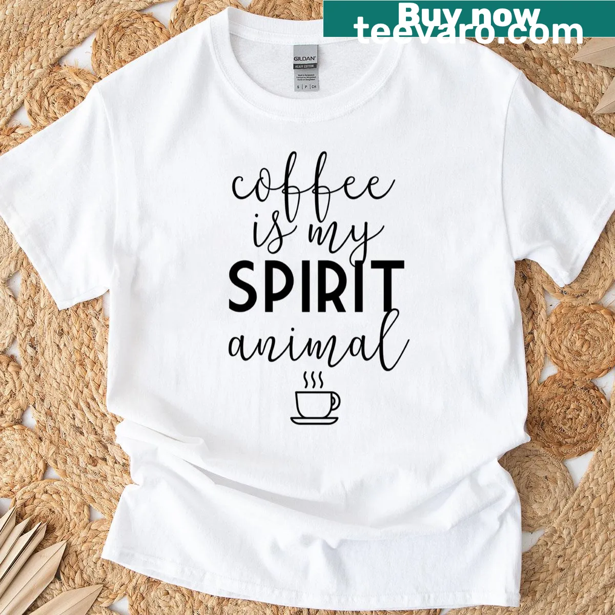 Funny Coffee Is My Spirit Animal text on a T-shirt — on a men's t-shirt