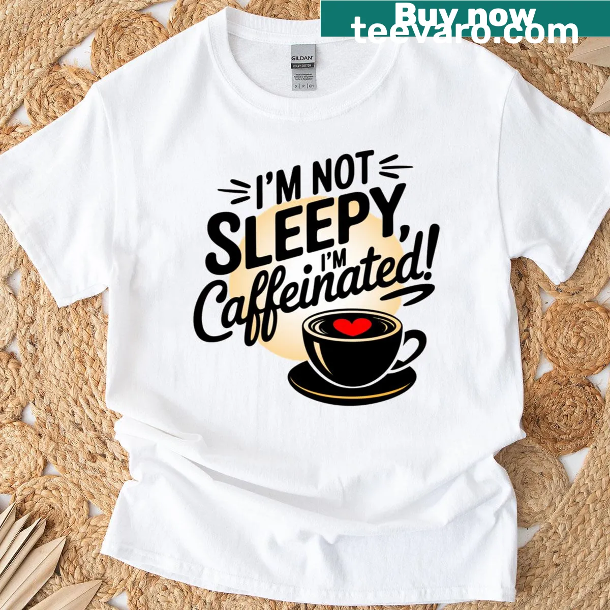 Funny coffee-themed graphic on a t-shirt — on a men's t-shirt