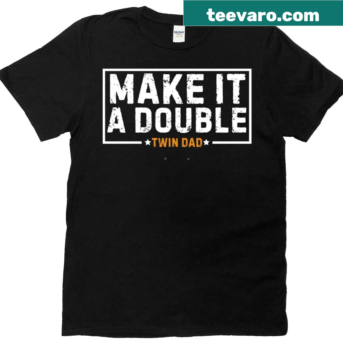 Humorous twin dad t-shirt with clever phrase — on a men's t-shirt