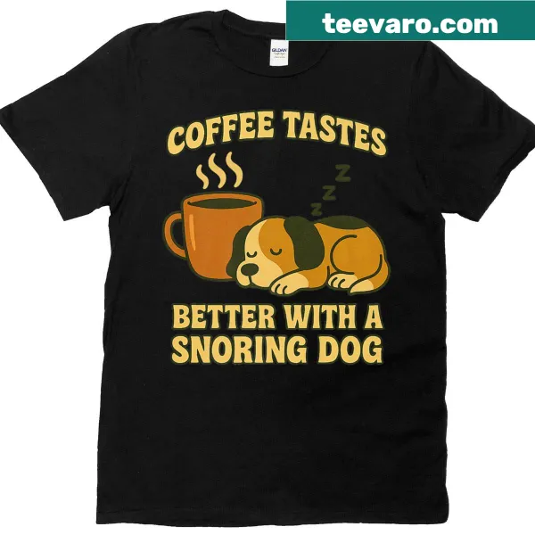 Cute dog lover mom t-shirt featuring a humorous saying about coffee