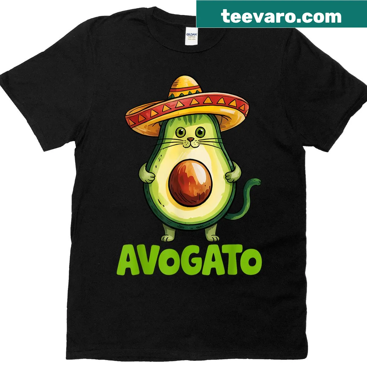 Funny Cinco de Mayo t-shirt featuring an avogato cat with a sombrero — on a men's t-shirt