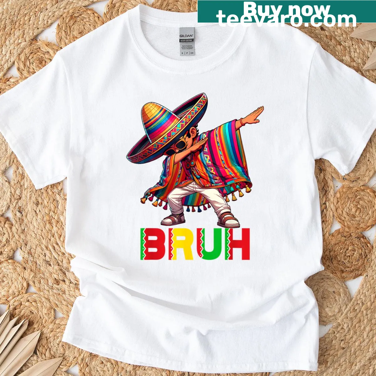Vintage-style Cinco De Mayo shirt with dabbing character — on a men's t-shirt