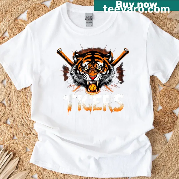 Distressed graphic of a tiger for game day on t-shirt