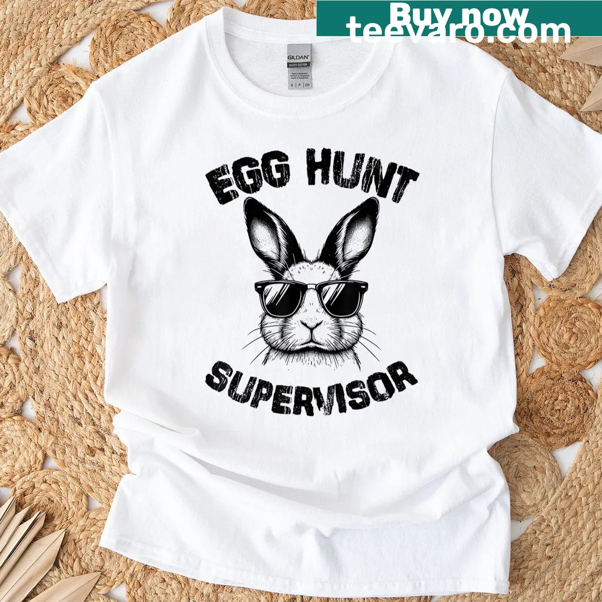 Funny Egg Hunt Supervisor Easter t-shirt with playful text — on a men's t-shirt