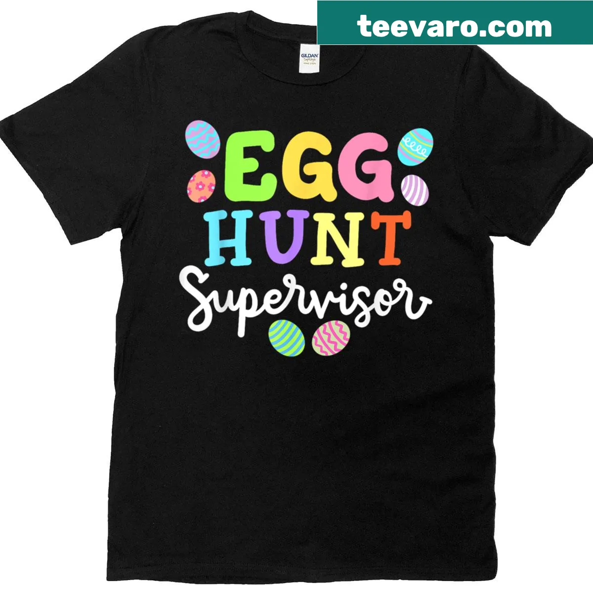Funny Egg Hunt Supervisor t-shirt for family members during Easter. — on a men's t-shirt