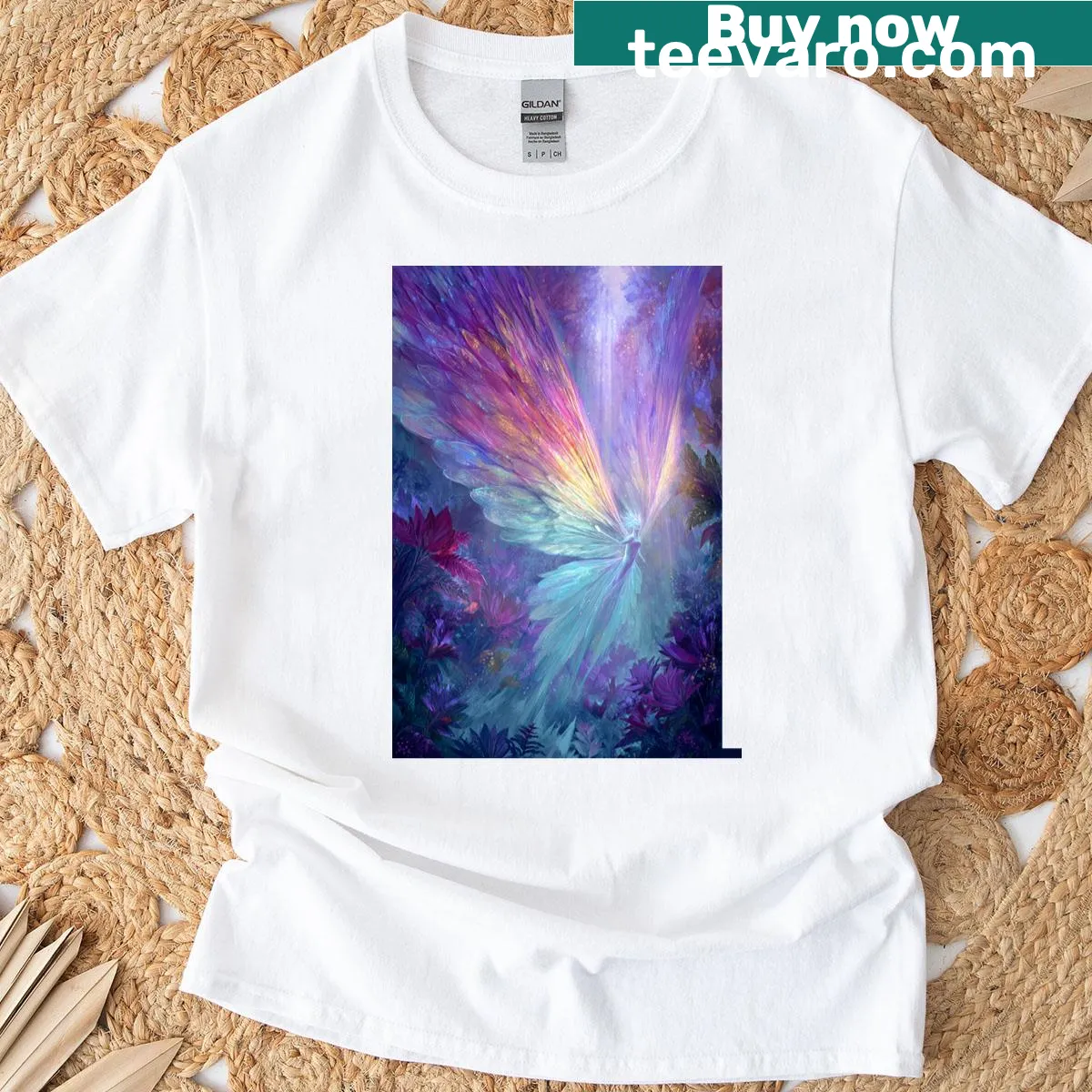 Whimsical illustration of Fae design on T-shirt — on a men's t-shirt