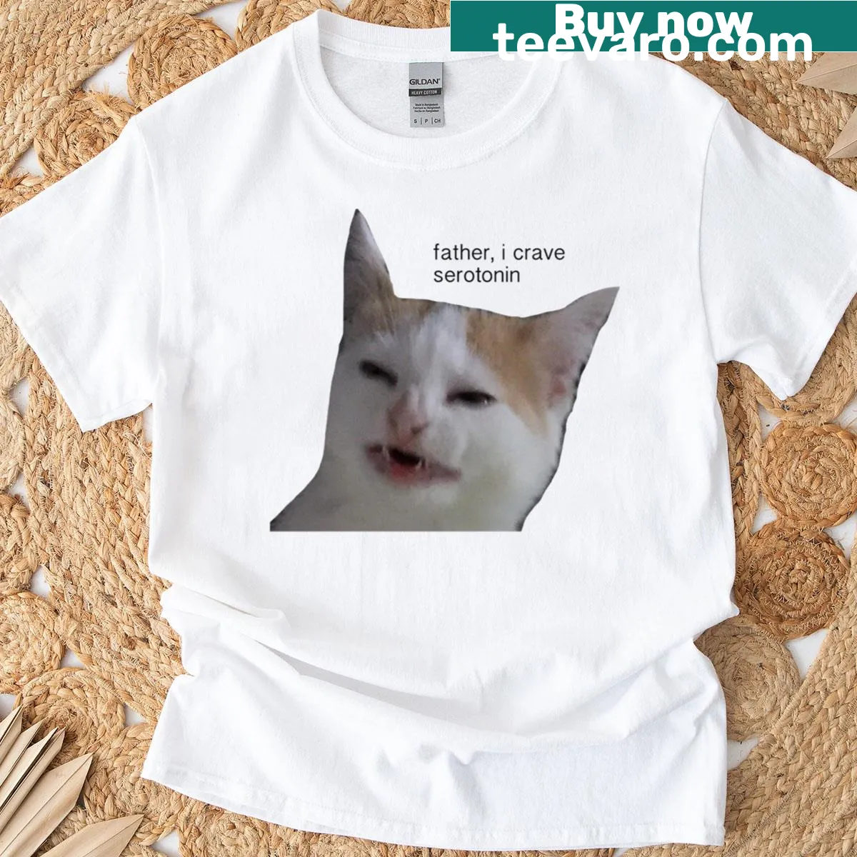 Funny Father I Crave Serotonin t-shirt with bold typography — on a men's t-shirt