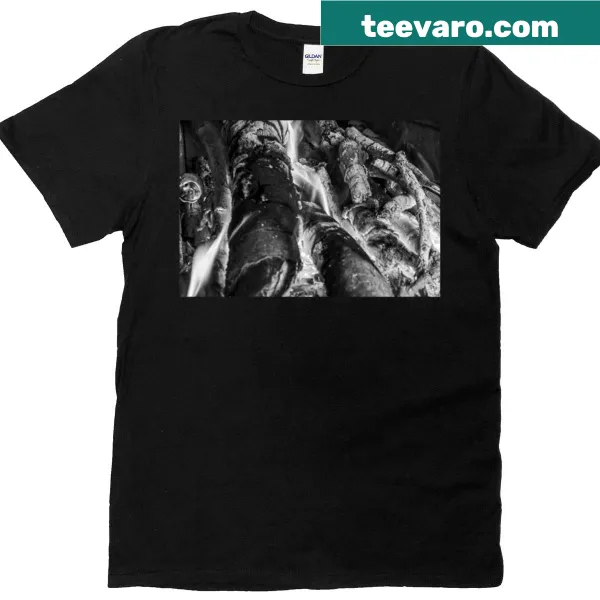 Vintage graphic of a brazier with flames on a T-shirt