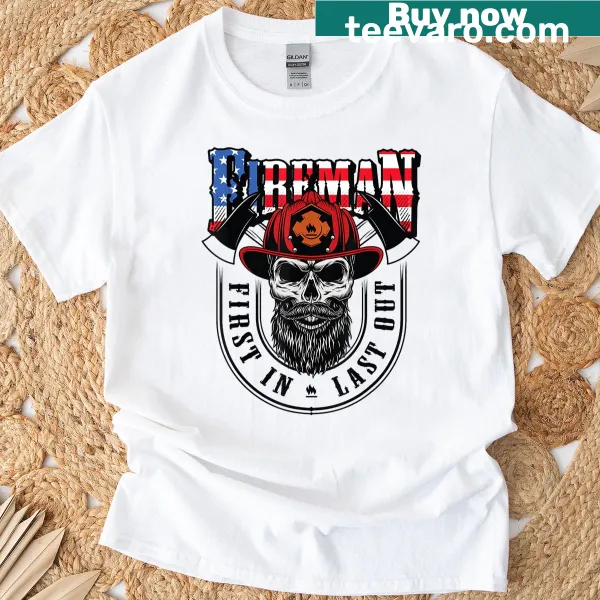 Firefighter t-shirt with American flag and thin red line