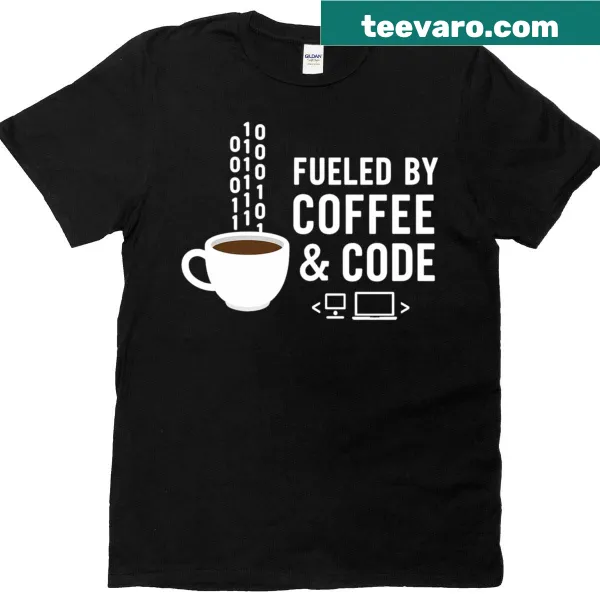 Funny coffee and code themed t-shirt for programmers