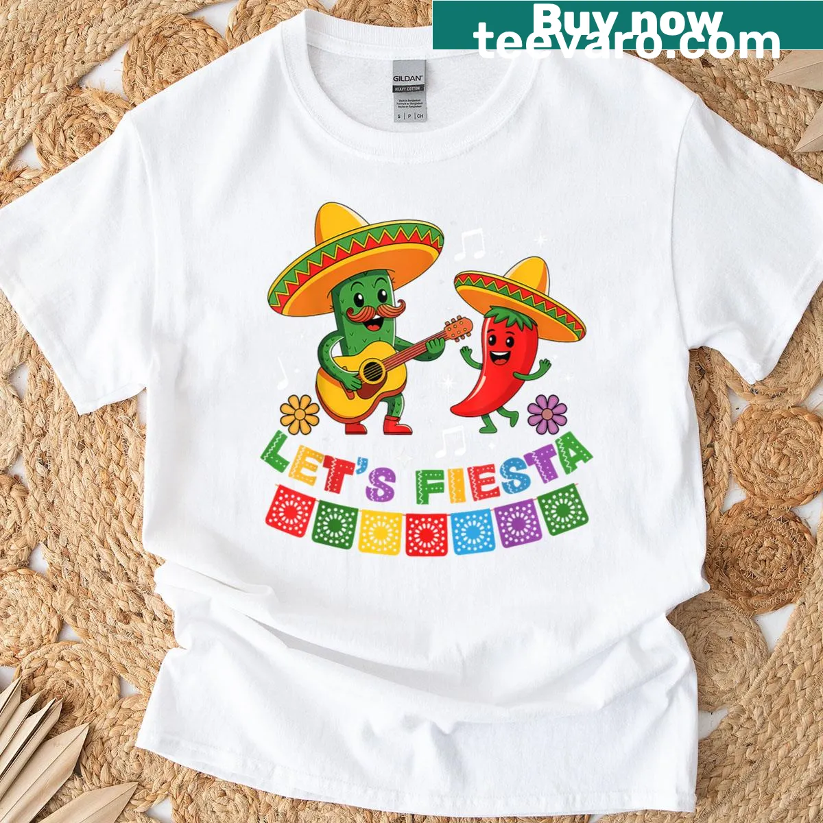 Cinco de Mayo cactus and sombrero t-shirt with playful text — on a men's t-shirt