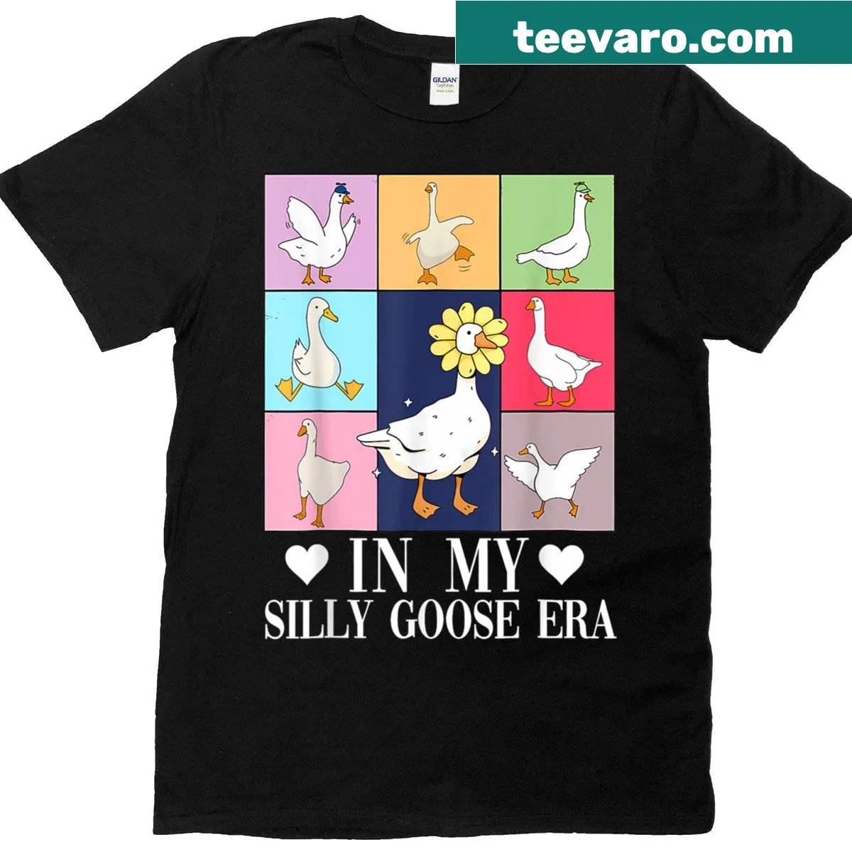 Cute Goose Meme T-shirt with humorous design for animal lovers — on a men's t-shirt