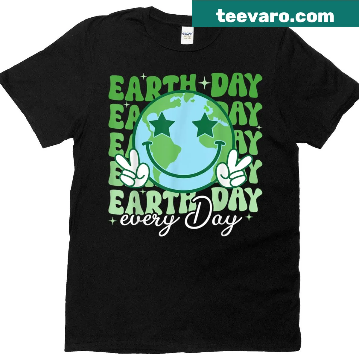 Retro-style T-shirt promoting Earth Day with a fun graphic — on a men's t-shirt