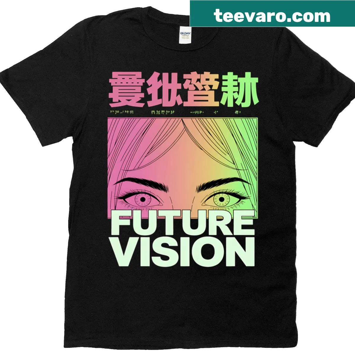 Gunnm-inspired futuristic illustration T-shirt — on a men's t-shirt
