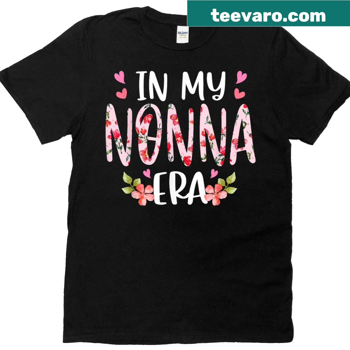 Floral t-shirt for women celebrating Nonna, with girly design — on a men's t-shirt