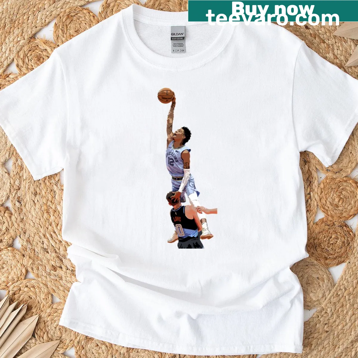 Ja Morant T-shirt with a basketball graphic — on a men's t-shirt